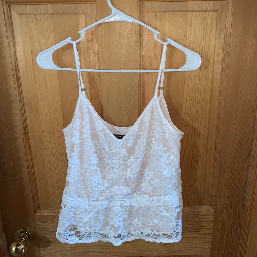 Abercrombie & Fitch White Lace Tank Top